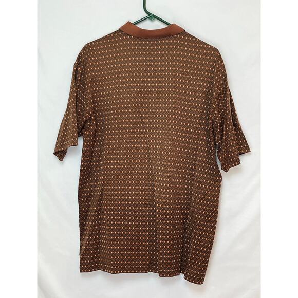 Bobby Jones Men's L Brown/Orange Argyle 3‑Button Short Sleeve Polo Shirt Golf - Picture 2 of 7